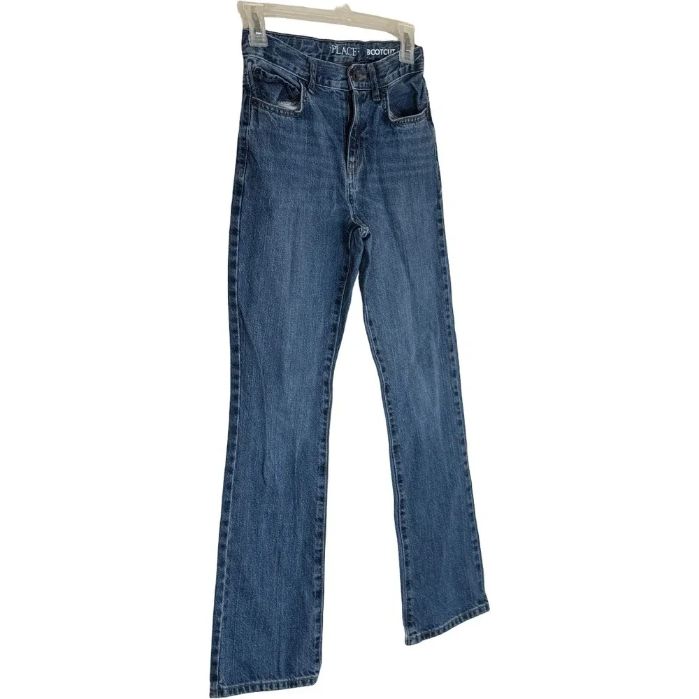 The Childrens Place Bootcut Jeans Boys Size‎ 12 Slim Blue Denim Adjustable Waist